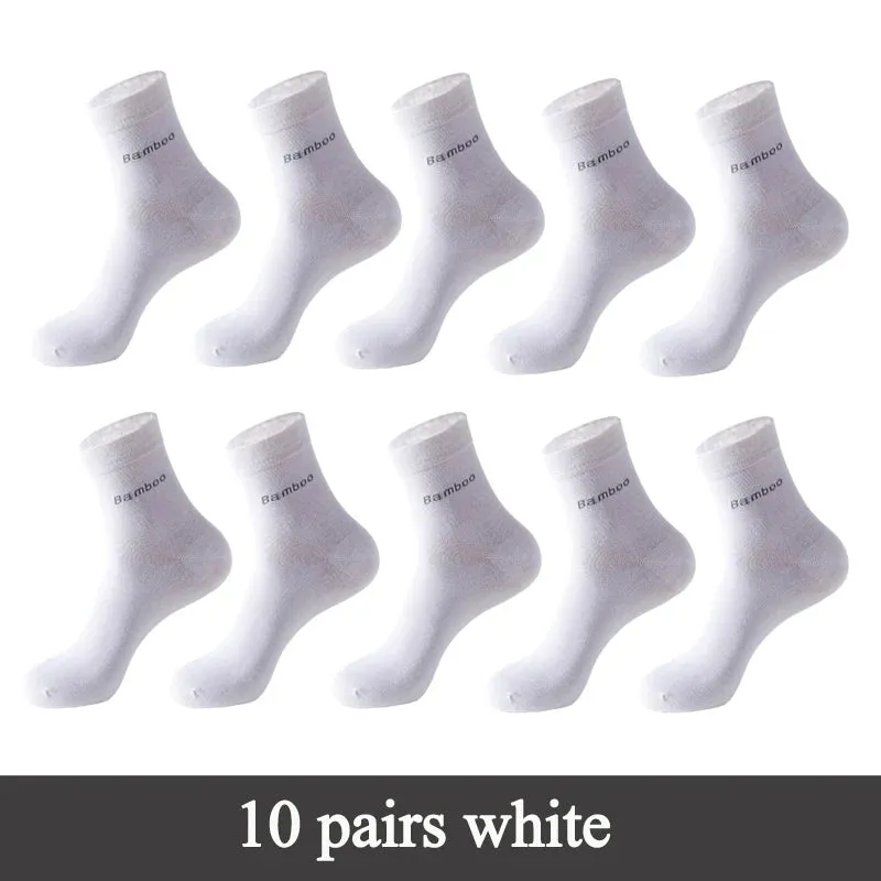 مجموعة اروين التجارية ARWEN&AJH GROUP  2024 European 10 Pairs / Lot Bamboo Fiber Socks Men Casual Business Anti-Bacterial Breatheable Men's Crew Socks High Quality Guarantee Sock