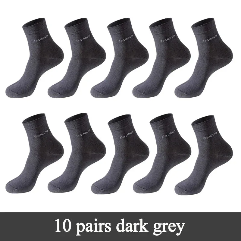 مجموعة اروين التجارية ARWEN&AJH GROUP  2024 European 10 Pairs / Lot Bamboo Fiber Socks Men Casual Business Anti-Bacterial Breatheable Men's Crew Socks High Quality Guarantee Sock
