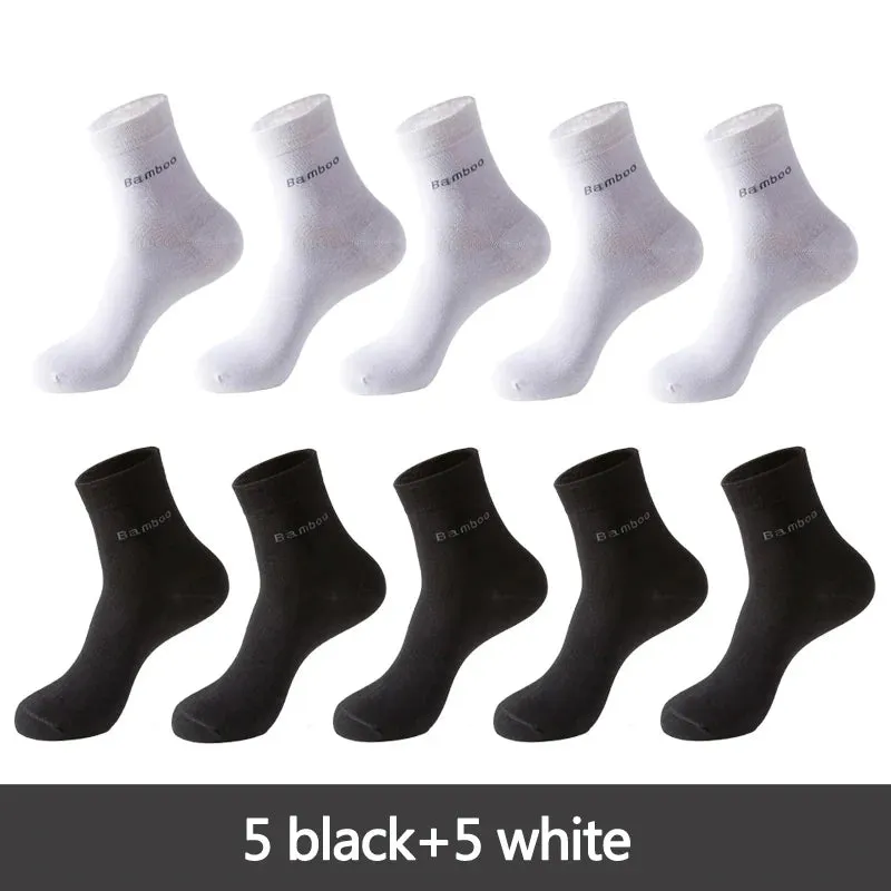 مجموعة اروين التجارية ARWEN&AJH GROUP  2024 European 10 Pairs / Lot Bamboo Fiber Socks Men Casual Business Anti-Bacterial Breatheable Men's Crew Socks High Quality Guarantee Sock