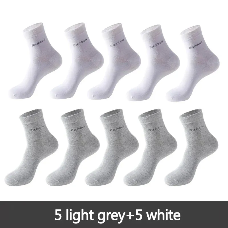 مجموعة اروين التجارية ARWEN&AJH GROUP  2024 European 10 Pairs / Lot Bamboo Fiber Socks Men Casual Business Anti-Bacterial Breatheable Men's Crew Socks High Quality Guarantee Sock