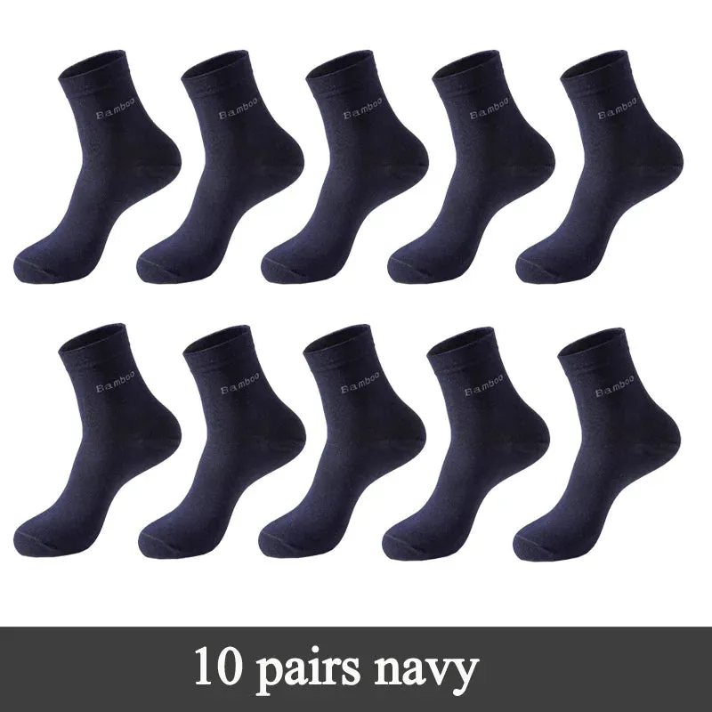 مجموعة اروين التجارية ARWEN&AJH GROUP  2024 European 10 Pairs / Lot Bamboo Fiber Socks Men Casual Business Anti-Bacterial Breatheable Men's Crew Socks High Quality Guarantee Sock