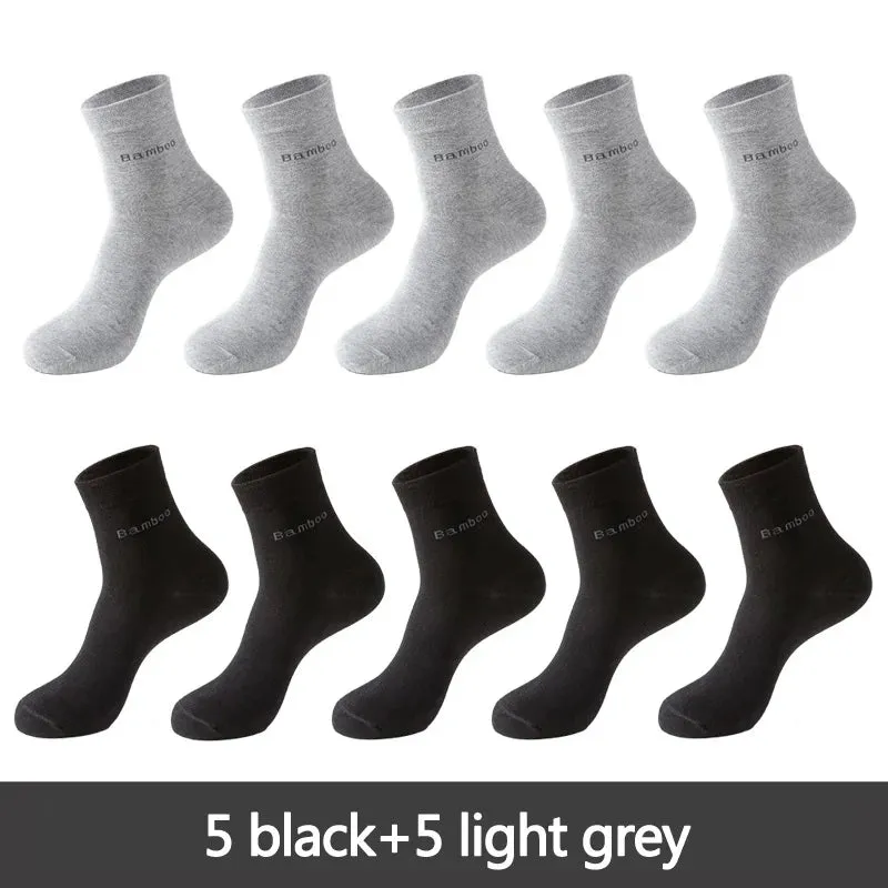 مجموعة اروين التجارية ARWEN&AJH GROUP  2024 European 10 Pairs / Lot Bamboo Fiber Socks Men Casual Business Anti-Bacterial Breatheable Men's Crew Socks High Quality Guarantee Sock