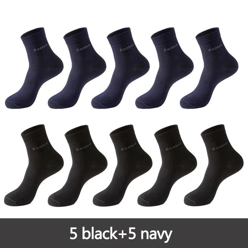 مجموعة اروين التجارية ARWEN&AJH GROUP  2024 European 10 Pairs / Lot Bamboo Fiber Socks Men Casual Business Anti-Bacterial Breatheable Men's Crew Socks High Quality Guarantee Sock