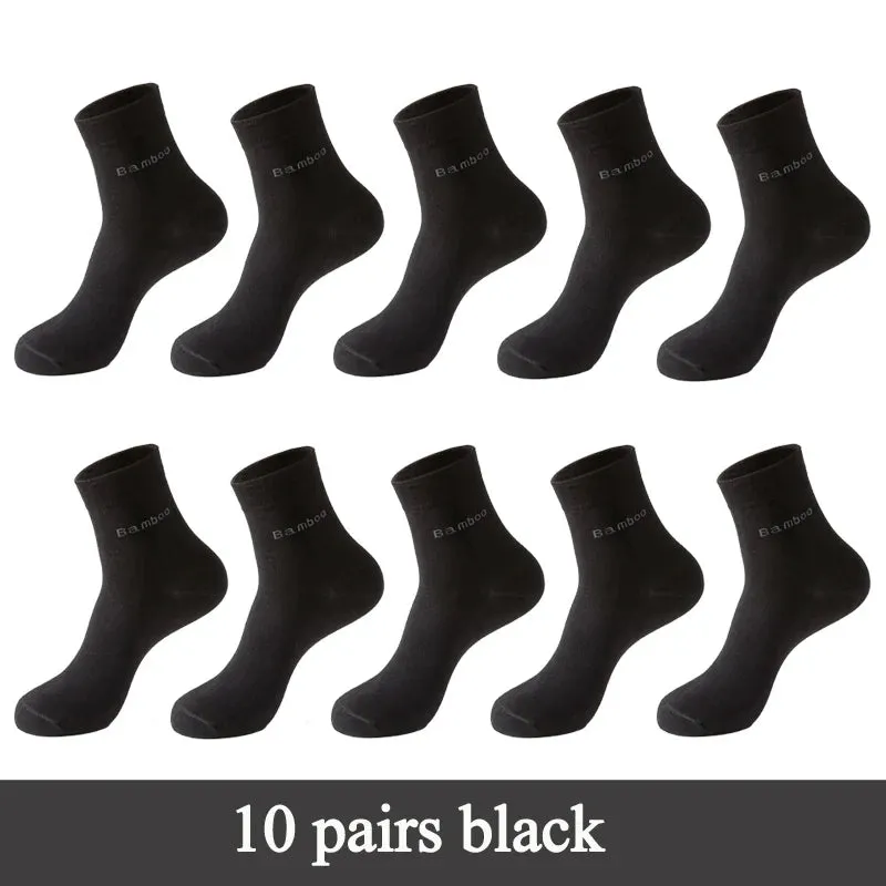 مجموعة اروين التجارية ARWEN&AJH GROUP  2024 European 10 Pairs / Lot Bamboo Fiber Socks Men Casual Business Anti-Bacterial Breatheable Men's Crew Socks High Quality Guarantee Sock