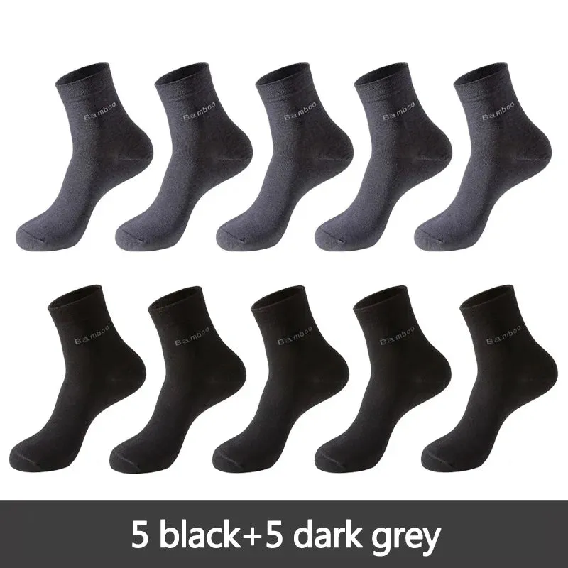 مجموعة اروين التجارية ARWEN&AJH GROUP  2024 European 10 Pairs / Lot Bamboo Fiber Socks Men Casual Business Anti-Bacterial Breatheable Men's Crew Socks High Quality Guarantee Sock