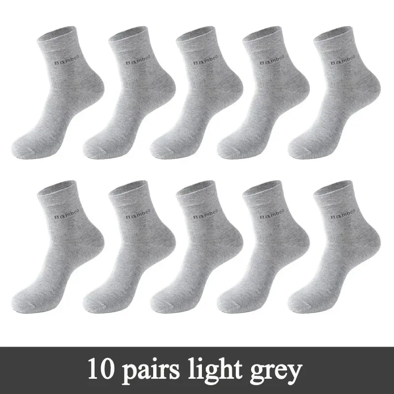مجموعة اروين التجارية ARWEN&AJH GROUP  2024 European 10 Pairs / Lot Bamboo Fiber Socks Men Casual Business Anti-Bacterial Breatheable Men's Crew Socks High Quality Guarantee Sock