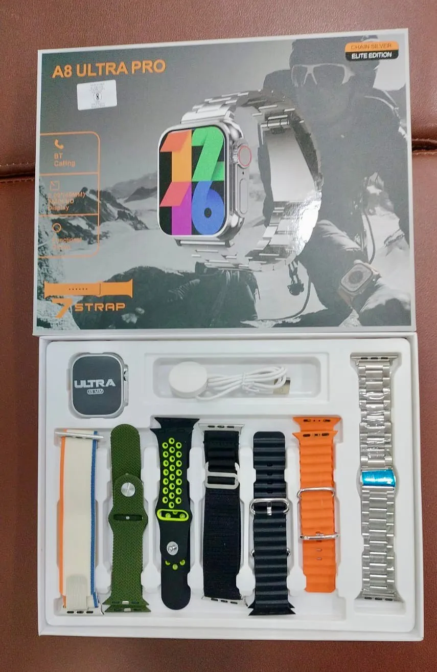 A8 ULTRA PRO SMARTWATCH WITH 7 STRAP {Combo Pack}