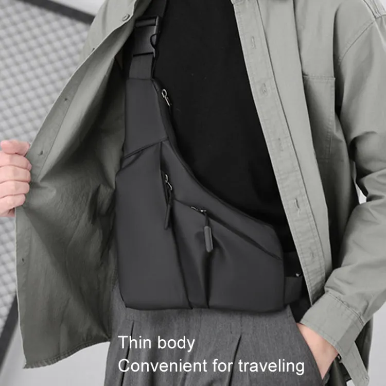 Anti-theft Fit Triangle Bag Leisure Leather Film Crossbody Chest Bag(Grey)