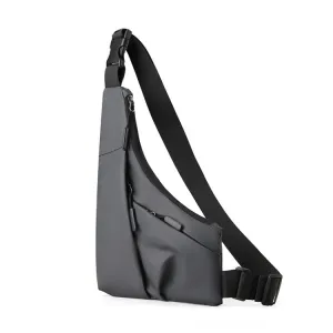 Anti-theft Fit Triangle Bag Leisure Leather Film Crossbody Chest Bag(Grey)