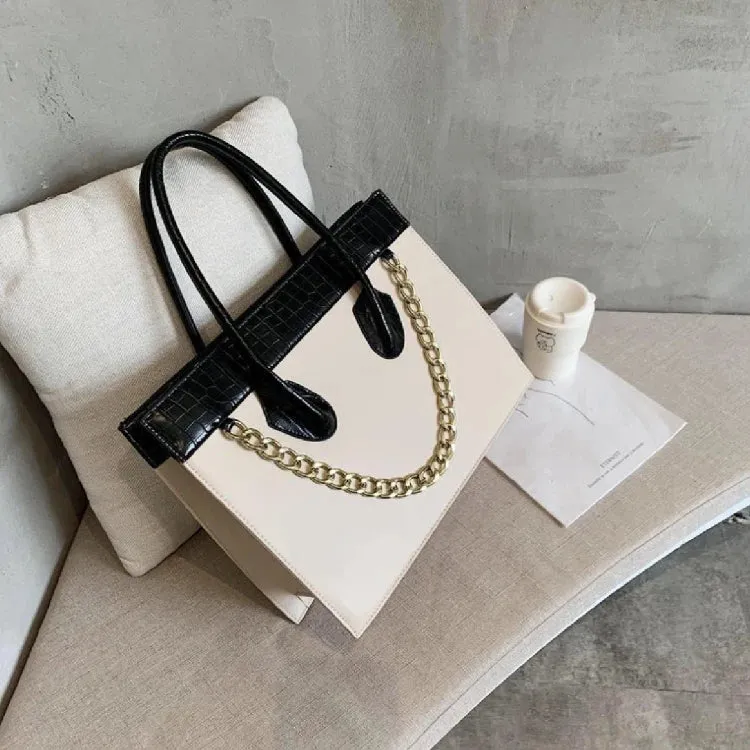 ARWEN & AJH GROUP  New Design Women Fashion Handbags Croccodle Hand Bag Chains Large Capacity Structured Bags PU Leather Handbag For Ladies