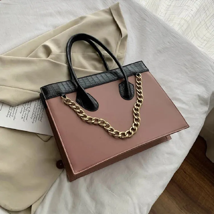 ARWEN & AJH GROUP  New Design Women Fashion Handbags Croccodle Hand Bag Chains Large Capacity Structured Bags PU Leather Handbag For Ladies