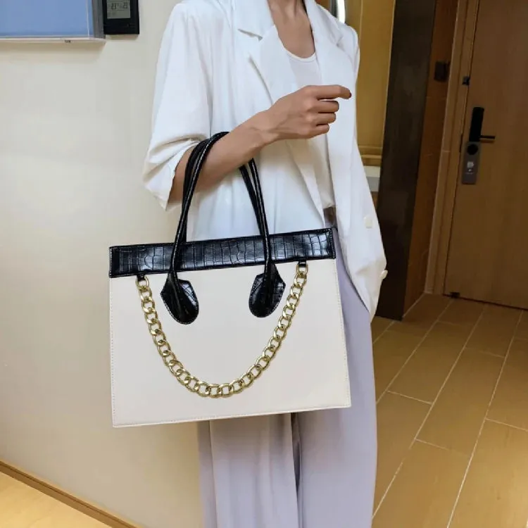 ARWEN & AJH GROUP  New Design Women Fashion Handbags Croccodle Hand Bag Chains Large Capacity Structured Bags PU Leather Handbag For Ladies