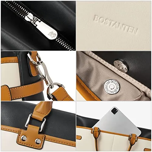 BOSTANTEN Womens Briefcase Leather Laptop Bag for Women 15.6 inch Computer Bag Messenger Business Work Tote