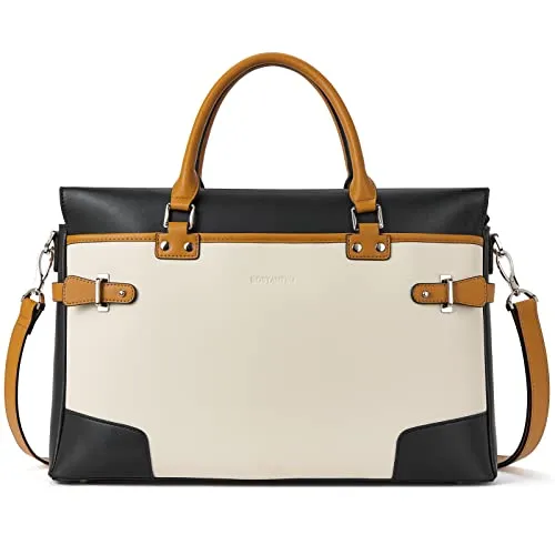 BOSTANTEN Womens Briefcase Leather Laptop Bag for Women 15.6 inch Computer Bag Messenger Business Work Tote