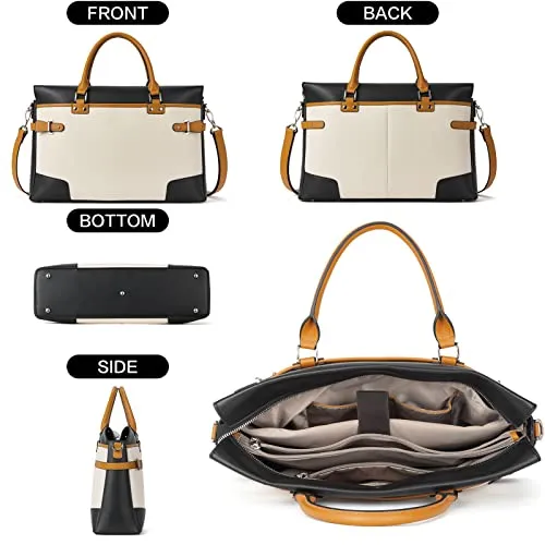 BOSTANTEN Womens Briefcase Leather Laptop Bag for Women 15.6 inch Computer Bag Messenger Business Work Tote