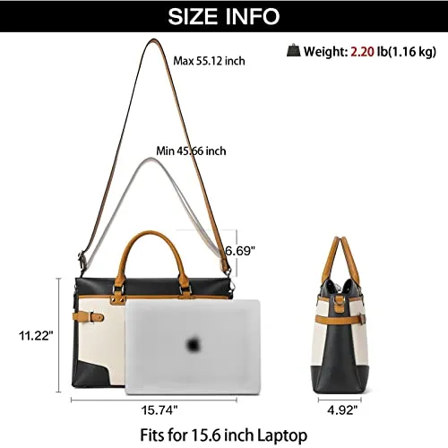 BOSTANTEN Womens Briefcase Leather Laptop Bag for Women 15.6 inch Computer Bag Messenger Business Work Tote