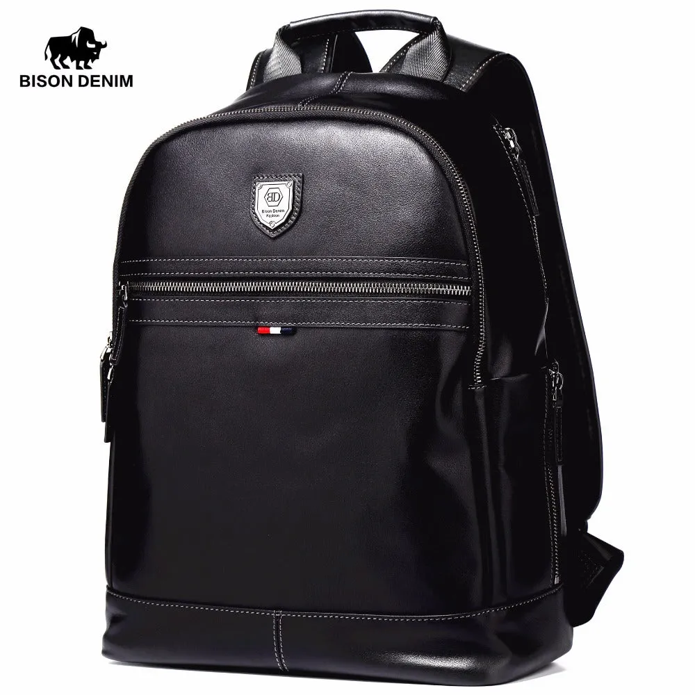 Business Backpack 15.6" Laptop Genuine Leather Backpacks with USB charging Travel Male Backpack