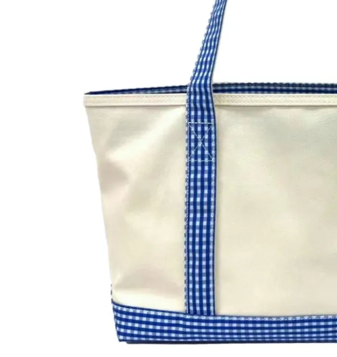 Coated Canvas Medium Tote Gingham Trim