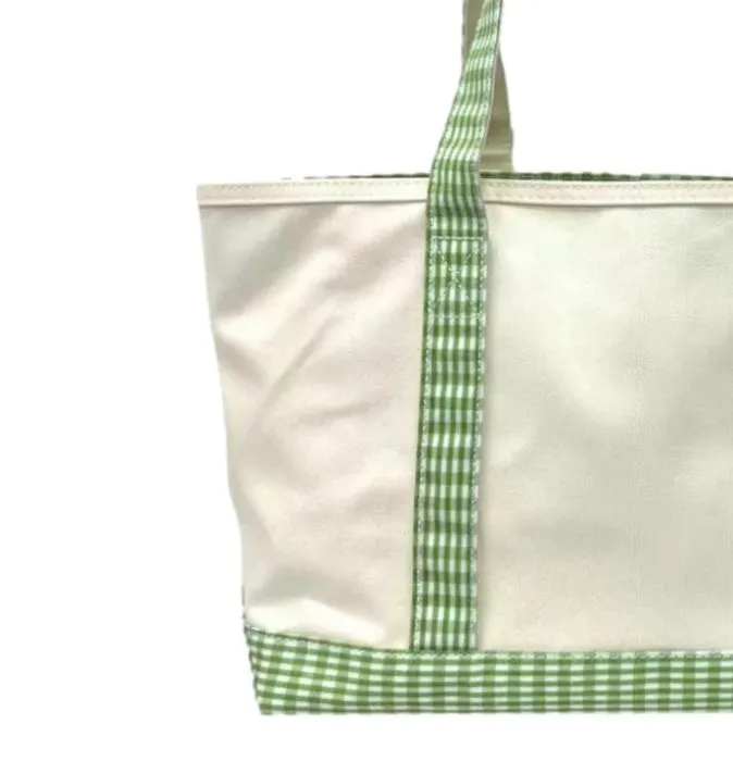 Coated Canvas Medium Tote Gingham Trim