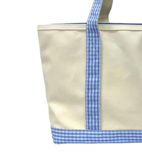 Coated Canvas Medium Tote Gingham Trim