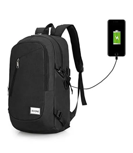 Computer Laptop USB Charging Backpack School Bag Pack Adult Student Bag Business Backpack Male Unisex Waterproof Travel Backpack