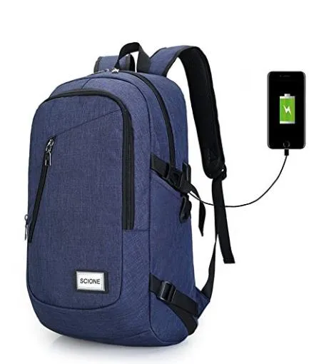 Computer Laptop USB Charging Backpack School Bag Pack Adult Student Bag Business Backpack Male Unisex Waterproof Travel Backpack