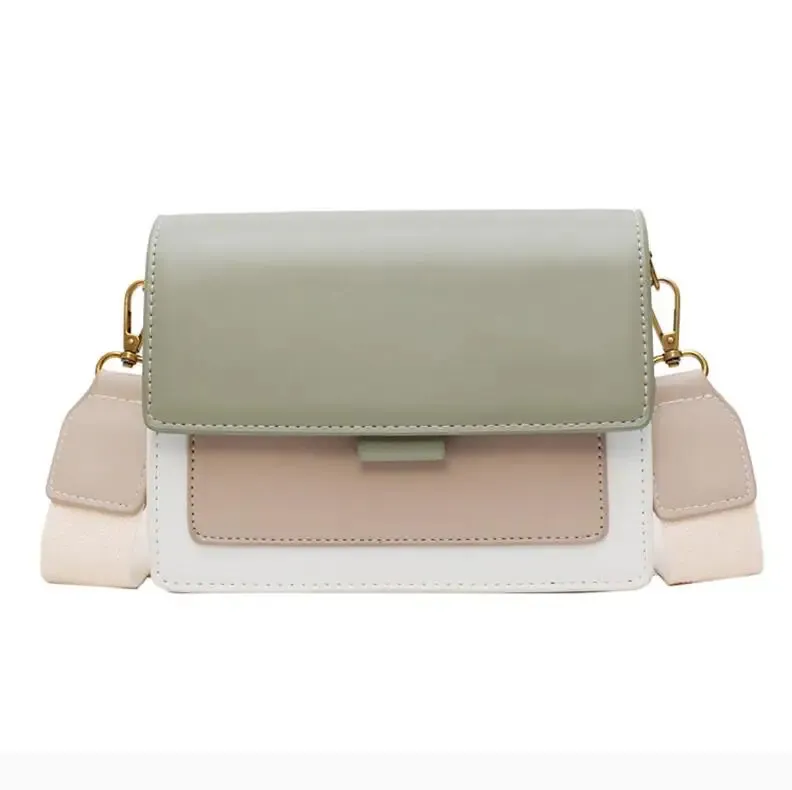 Contrast Color Leather Crossbody Bags for Women