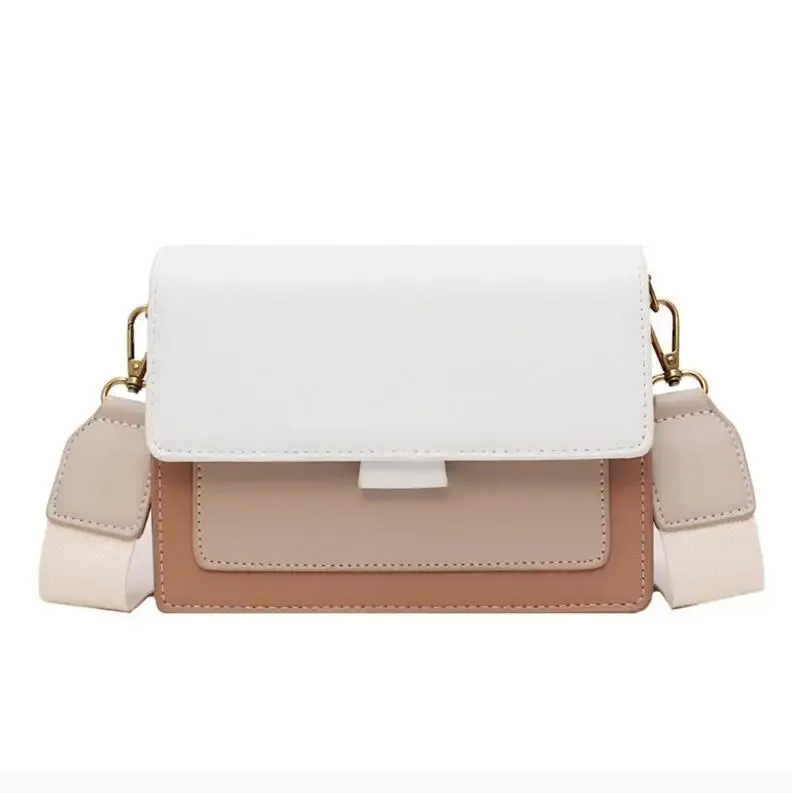 Contrast Color Leather Crossbody Bags for Women