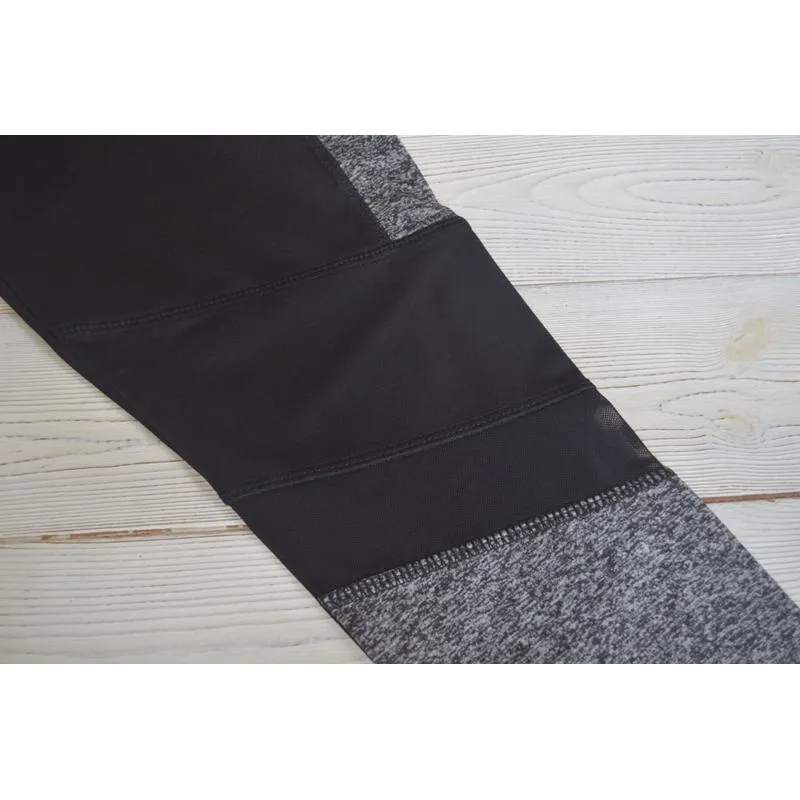 High-Waisted Yoga Tight-Fitting Sports Patchwork Mesh Sports Leggings