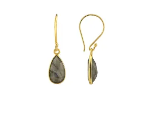 Labradorite Teardrop Gold Bezel Earring