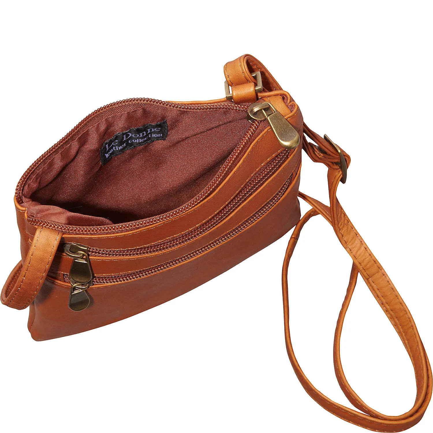 Le Donne Leather Two Zip Mini Crossbody Bag