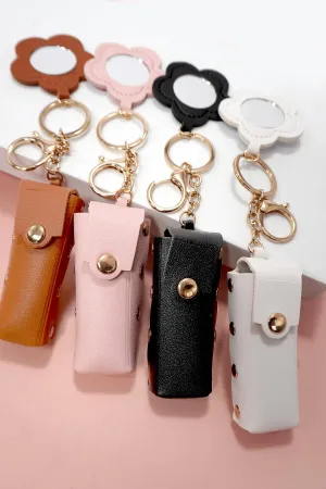 Leather Lipstick Holder Bag Keychain
