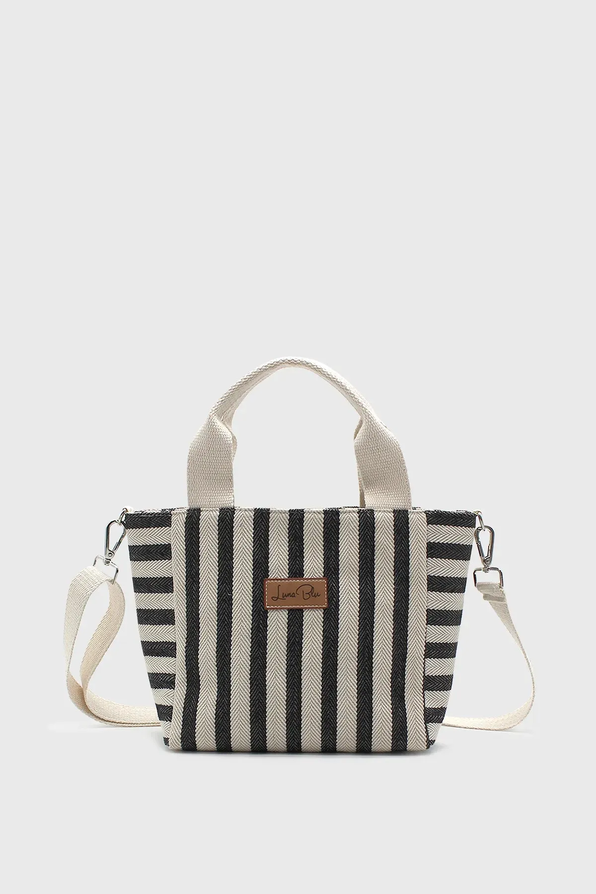 Lunablu Women's Striped Mini Linen Tote Bag