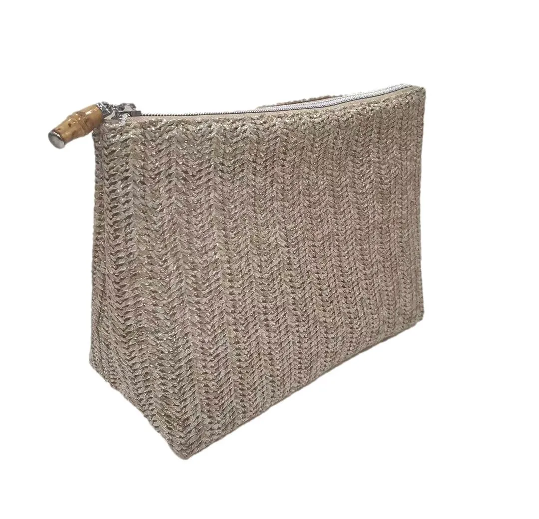 Metallic Straw Clutch