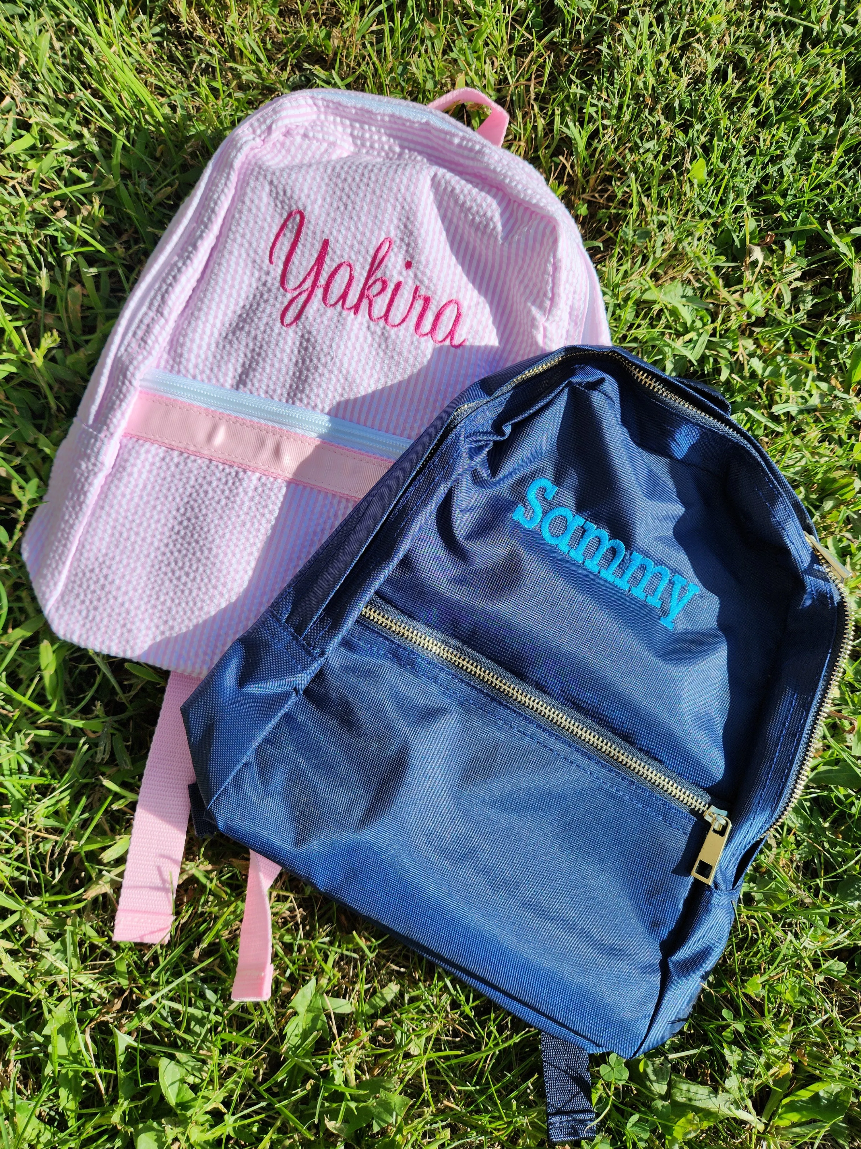Mini Pink Seersucker Backpack