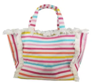 Multi Stripe Fringed Tote