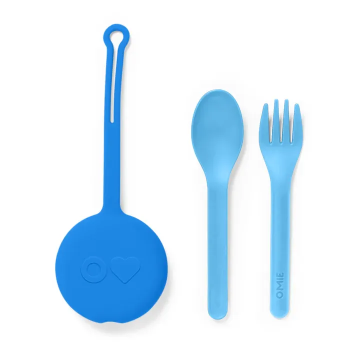 OmiePod Kids Utensils Set with Case ~ Capri Blue