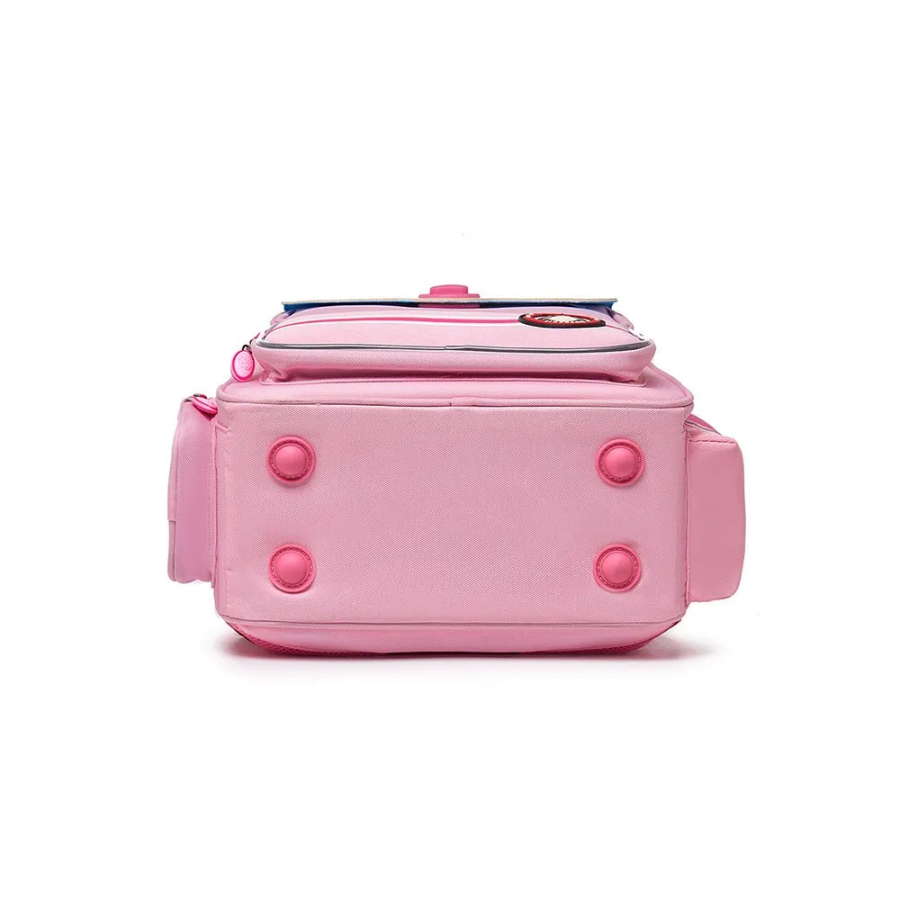 Pink with White Flap Ergonomic Anti gravity Shock absorption School Backpack for Kids
