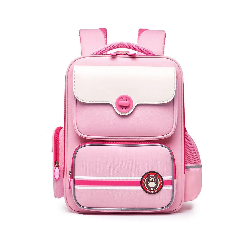 Pink with White Flap Ergonomic Anti gravity Shock absorption School Backpack for Kids
