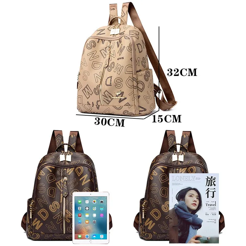 School Bag Printed Letter Backpack