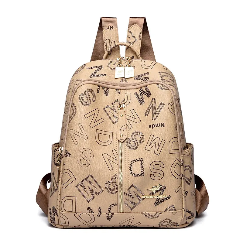 School Bag Printed Letter Backpack