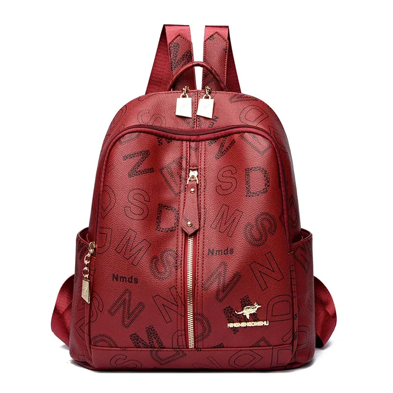 School Bag Printed Letter Backpack