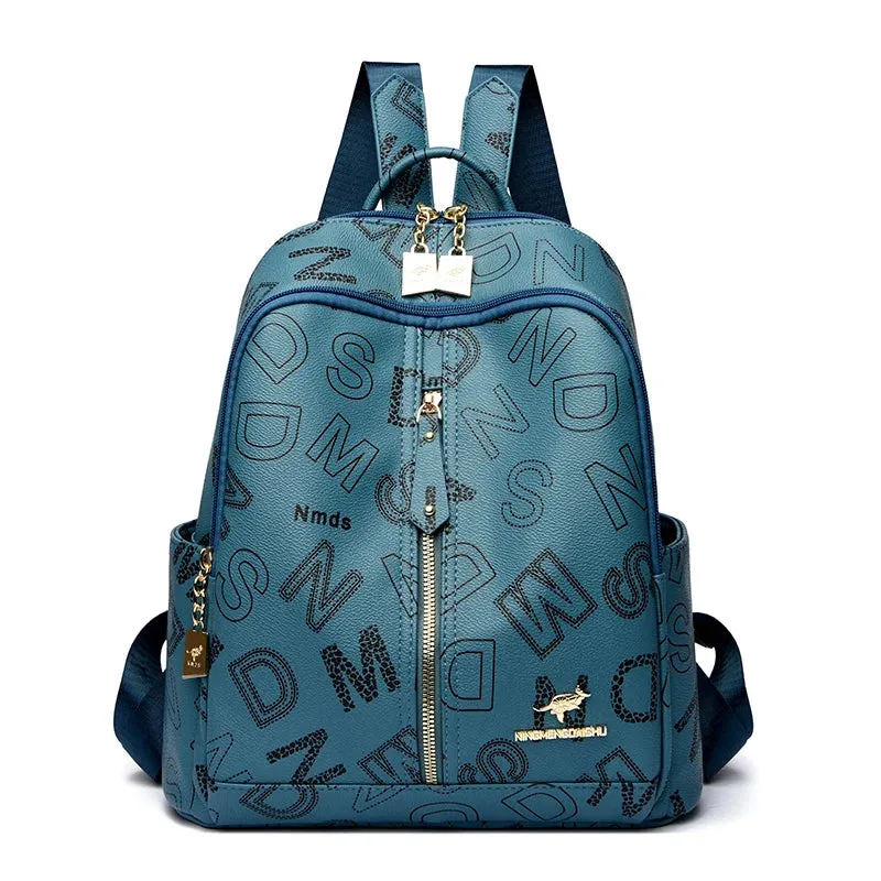 School Bag Printed Letter Backpack
