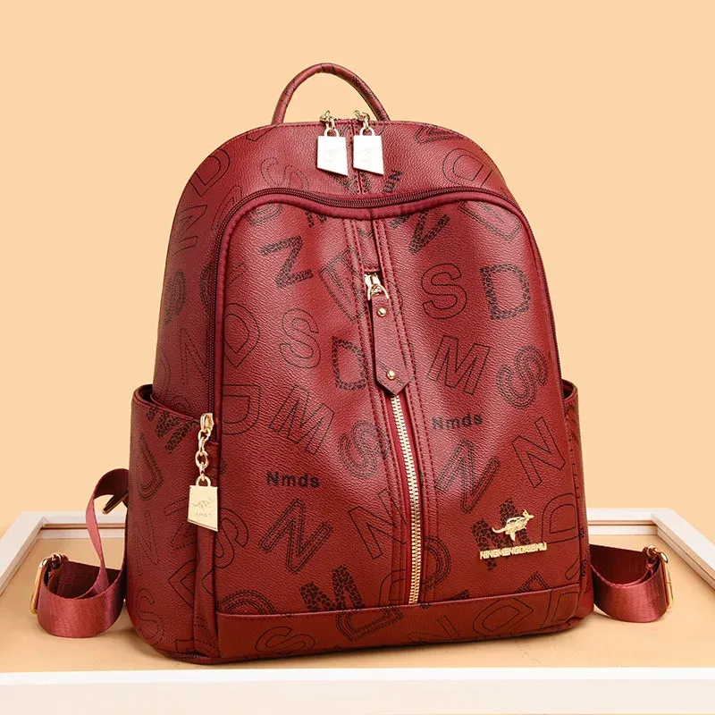 School Bag Printed Letter Backpack