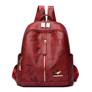 School Bag Printed Letter Backpack