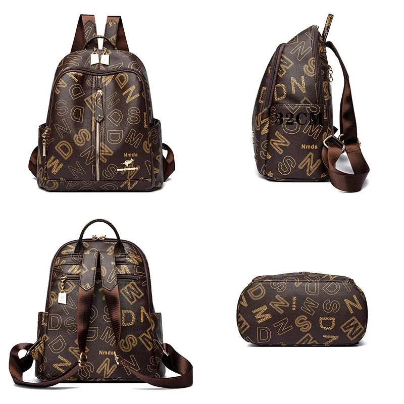 School Bag Printed Letter Backpack