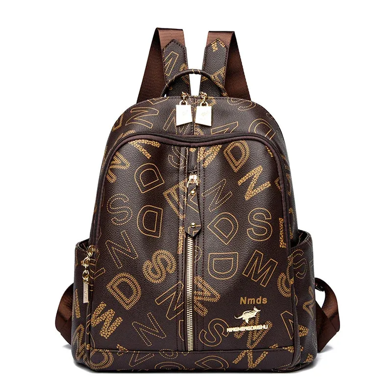 School Bag Printed Letter Backpack
