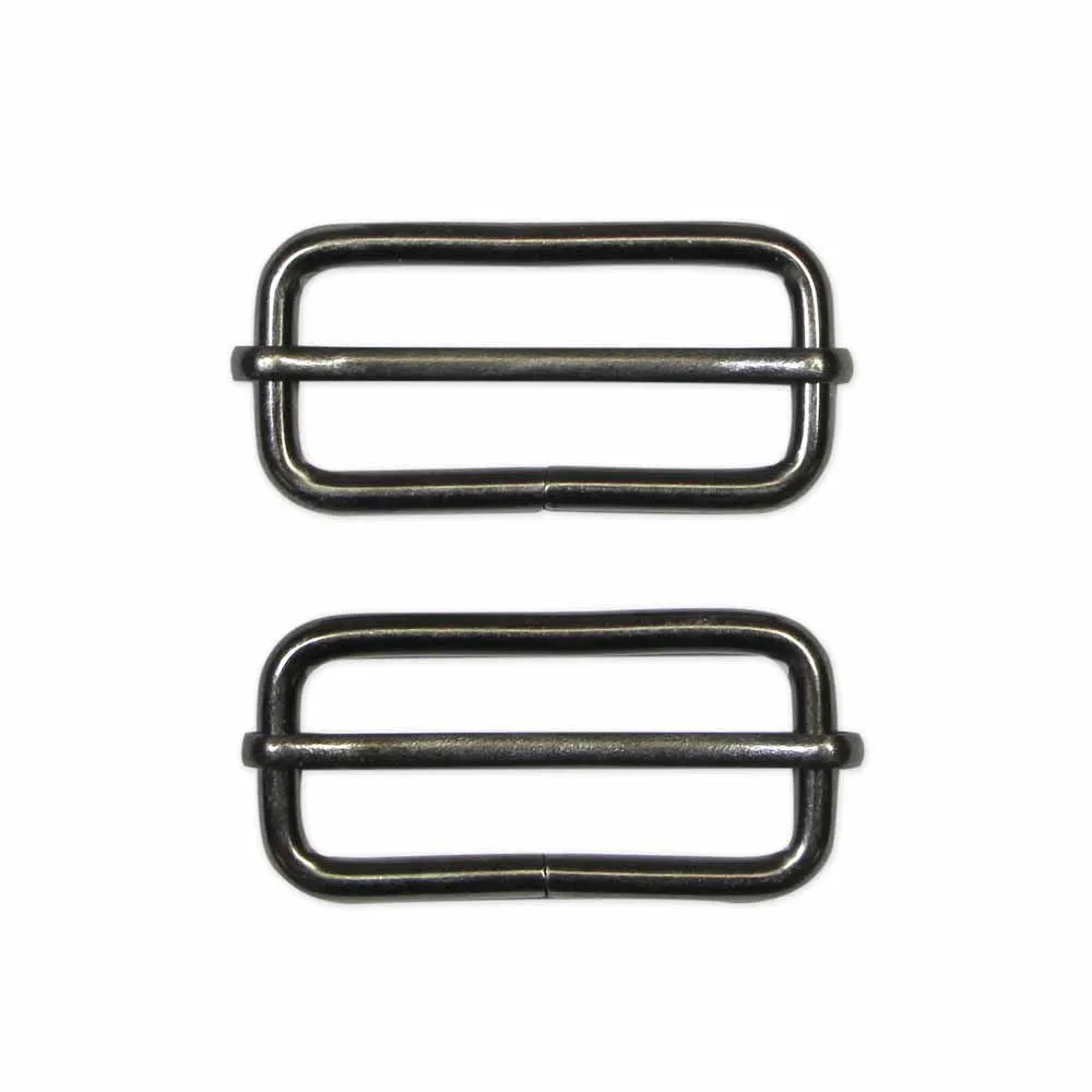 UNIQUE SEWING Slide Buckle - Metal - 38mm (1½") - Gunmetal - 2 pcs